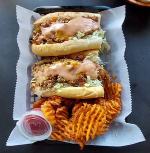 Philly V-steak with sweet potato fries at Vegans Are Us in Atlantic City