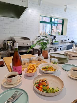 Salad, curry, natural wine at Pinch Brunch Bar in Seoul