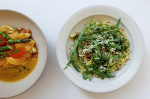Pistachio pesto pasta with horseradish at Pinch Brunch Bar in Seoul