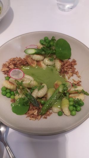 Spring gnocchi with asparagus and peas at Pinch Brunch Bar in Seoul