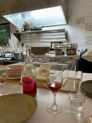 Seating across the kitchen aisle  at Pinch Brunch Bar in Seoul
