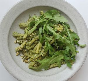 Chamnamul pesto pasta (new version) at Pinch Brunch Bar in Seoul