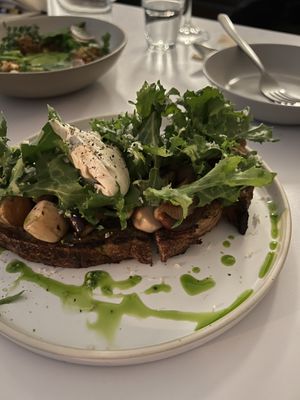 Mushroom tartine  at Pinch Brunch Bar in Seoul