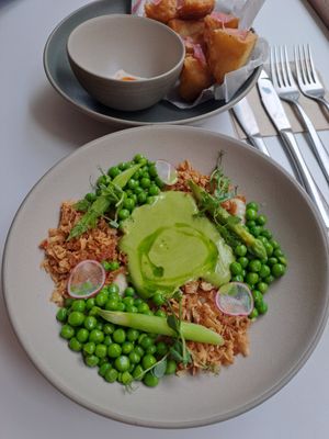 The potato gnocchi is underneath at Pinch Brunch Bar in Seoul