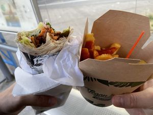 Good vöner wrap and fries  at Veganland - Keupstrasse in Cologne