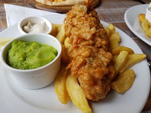 Vegan fish and chips at Victoria & Albert Inn in Whitley Bay