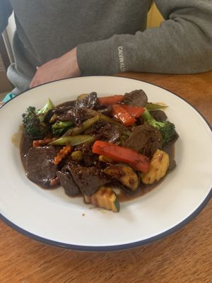 Mongolian beef - great strong flavour  at Loving Hut in Richmond