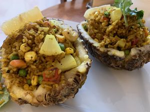 Pineapple fried rice. Not bad!  at Loving Hut in Richmond