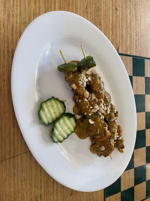 Satay skewers  at Loving Hut in Richmond