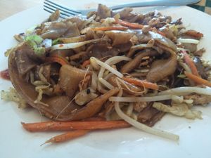 Char kway teow (after I'd eaten a large chunk of it)  at Loving Hut in Richmond