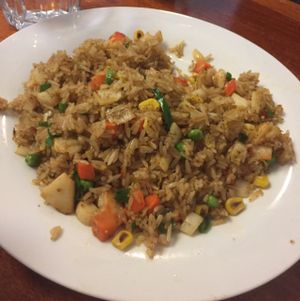 mmmmmmmmm Tom yum fried rice at Loving Hut in Richmond