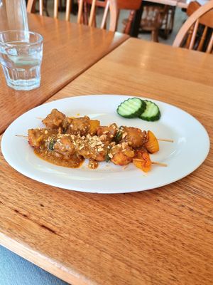 Satay skewers at Loving Hut in Richmond