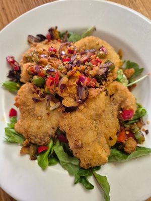 Spicy cha cha $22: delicious seasoning (same as in S+P tofu) texture was a little softer than expected from fake prawns at Loving Hut in Richmond