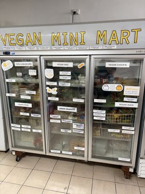 Mini mart of frozen items  at Loving Hut in Richmond