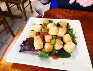 Salt and pepper tofu- SO CRISPY AND DELICIOUS at Loving Hut in Richmond