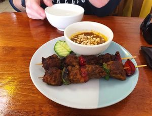 MY FAV- the chick’n satay skewers at Loving Hut in Richmond