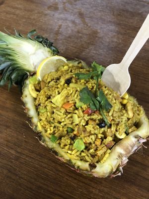 Sooo delicious pineapple fried rice  at Loving Hut in Richmond