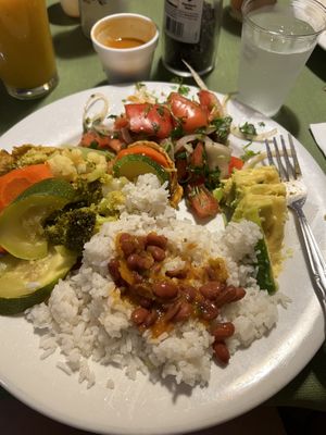 Stuffed tostone cups with veggies, rice/beans, and Chilean salad    at Café El Punto in San Juan