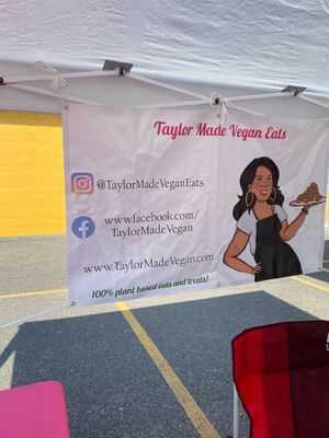 Poster at a vegan pop up  at Taylor Made Vegan Eats in Glen Cove