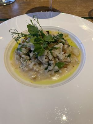 Vegan Risotto. Decent, but still hungry after this. Us vegans need bigger portions lol  at Allora in Sacramento