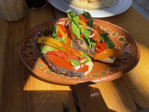 Vegan molletes! So tasty with the salsa!  at NorthSide Cafe in Sayulita