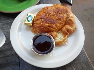 Croissant with jam! at The Den Cafe in Costa Mesa