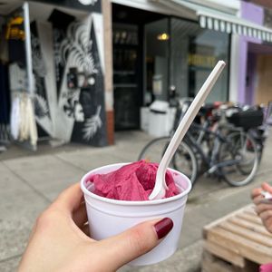 Concord grape sherbet was their September 2022 limited edition flavour and I think about it every day.   at Honey's in Toronto