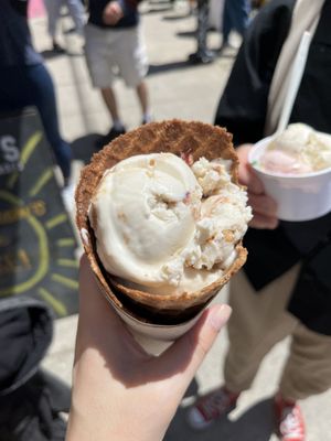 Huge scoops in house made waffle cones!   at Honey's in Toronto