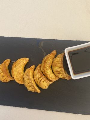 Gyozas with soy sauce  at Foodline in Torrevieja