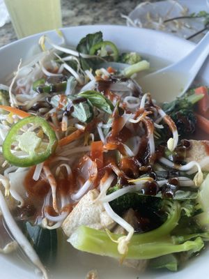 Vegan pho with hoisin and siracha  at Healthy Pho in Port Charlotte