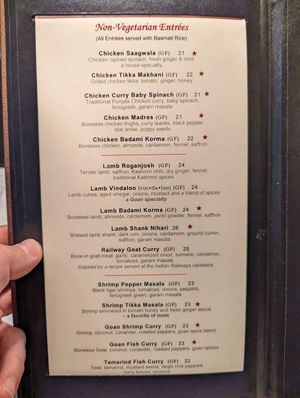 Menu 4/5 at Andaaz in Asheville