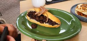 Torta ahogada (todavía no le poníamos la salsa jeje) at Buena Vida - Plant Based Bar in Queretaro