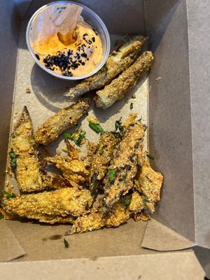 Okra fries!  at Littleburg Vegetable Kitchen in Somerville