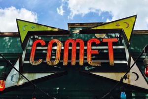 Coment's sign at entrance
 at Comet Ping Pong in Washington