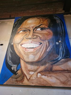Michelle Obama painting at Comet Ping Pong in Washington