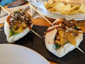 Japanese bao buns main dish at WALD in Barcelona