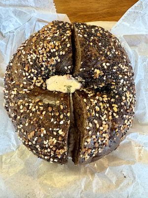 Pumpernickel everything   at Bagelsmith in Brooklyn