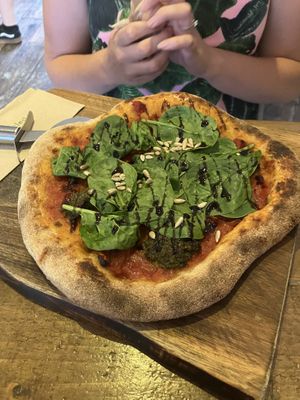 Pesto, tomato and spinach pizza  at Hoogah Cafe in Swansea