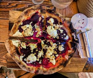 Beetroot Sourdough Pizza at Hoogah Cafe in Swansea