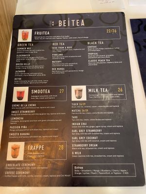 Menu  at Beitea in Tel Aviv