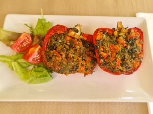 Roast stuffed peppers "AMMUDDICATI" (vegetarian). at La Real in Valladolid