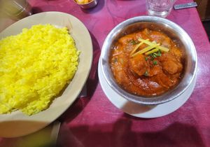 Rice and aloo gobi at Namaste UENO Kitchen - ナマステ上野キッチン in Tokyo