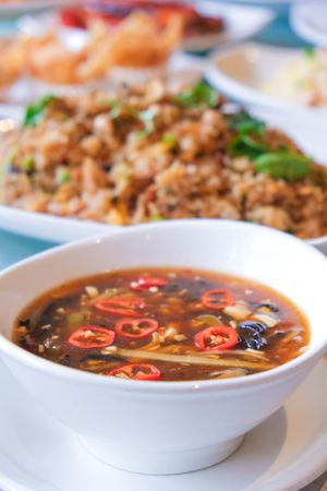 Vegan hot & sour Peking soup at Full Moon City in The Hague