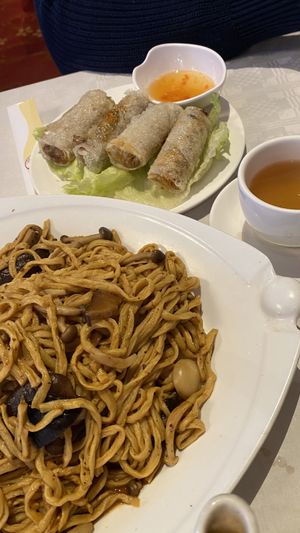 Vegan Vietnamese rolls and vegan Yi Min with truffle   at Full Moon City in The Hague