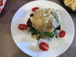 Herbivore- Mushroom scrapple, avocado, everything biscuit  at Blair Mountain Biscuit in Blackwood