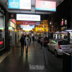 Front entrance at OM Vegetarian - RGIT Building in Melbourne