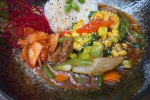 Rainbow rice bowl at Ban Vegan in Berlin
