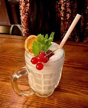 Scrumptious mocktail with coconut milk and litchi, very much recommended! at Ban Vegan in Berlin