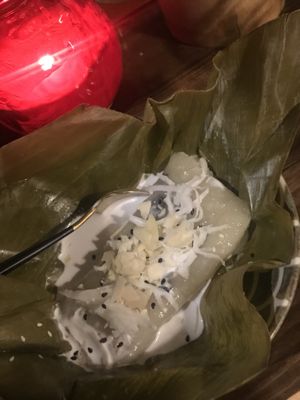 Dessert - baked banana in coconut milk at Ban Vegan in Berlin