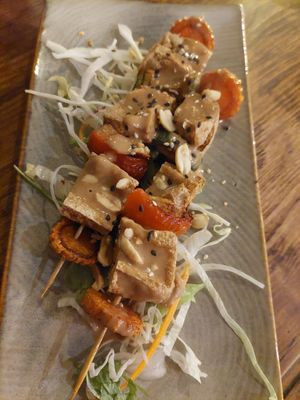 'Tofu Twins', grilled & crispy with peanut-hoisin sauce (5.20) at Ban Vegan in Berlin